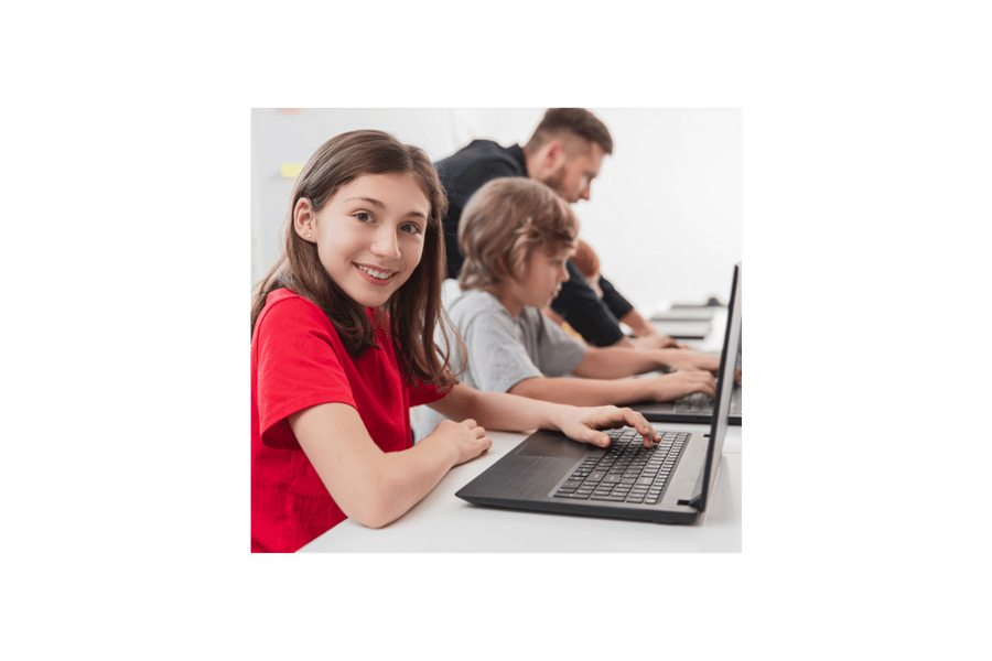 children learning online